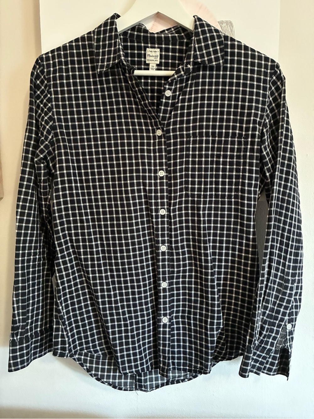 Madewell Black and White Checked Button-Down Shirt
